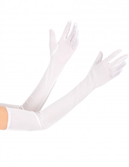 Lange witte volwassen handschoenen 60 cm 1