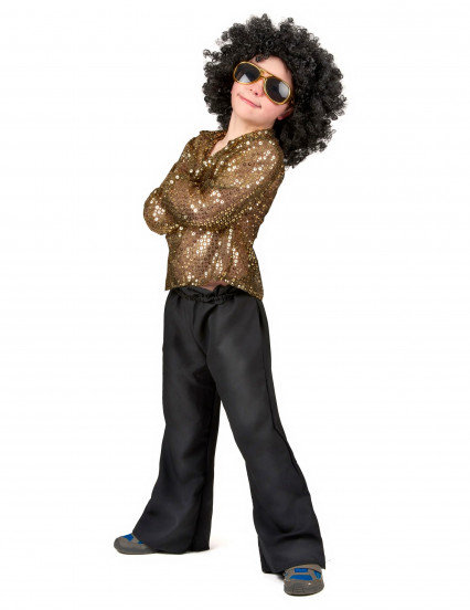 Discokostuum voor jongens met gouden glitters 2