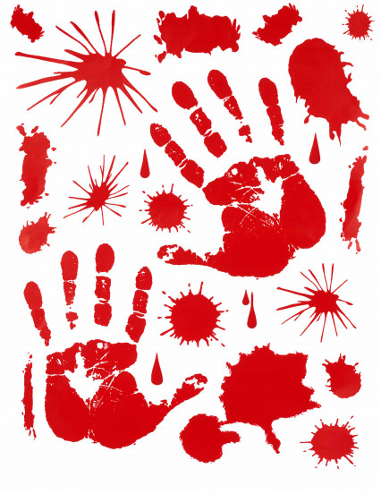 Stickers bloederige handen Halloween 1
