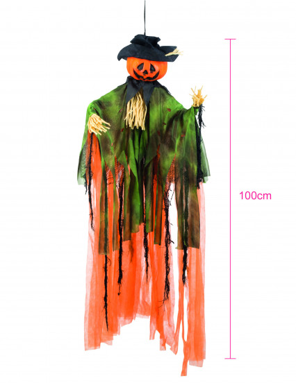 Hangdecoratie pompoen vogelverschrikker Halloween 1 m 2