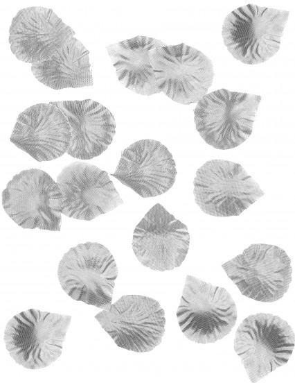 100 Rozenblaadjes van zilverkleurige stof 5 x 5 cm 100 Rozenblaadjes van zilverkleurige stof 5 x 5 cm