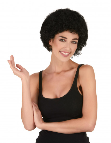 Standaard zwarte afropruik voor volwassenen 1