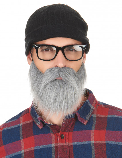 Grijze snor en baard voor volwassene 2