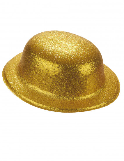Goudkleurige bolhoed met glitter van plastic voor volwassenen 1