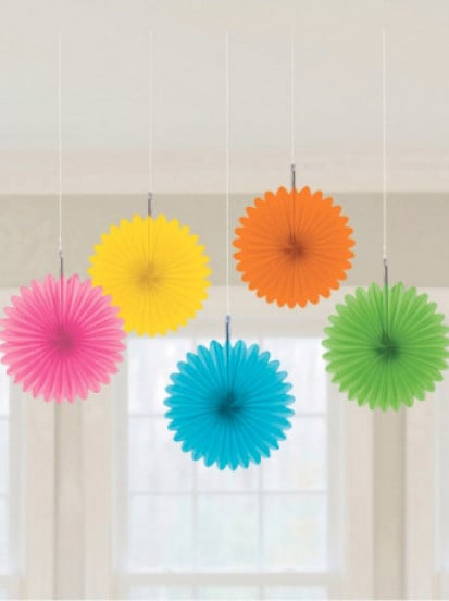 5 Mini meerkleurige rozetten 15 cm 1