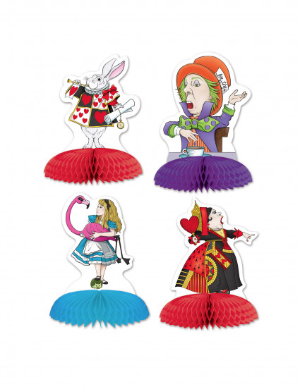 4 Mini middenstukken Alice in Wonderland 13 x 9 cm 1