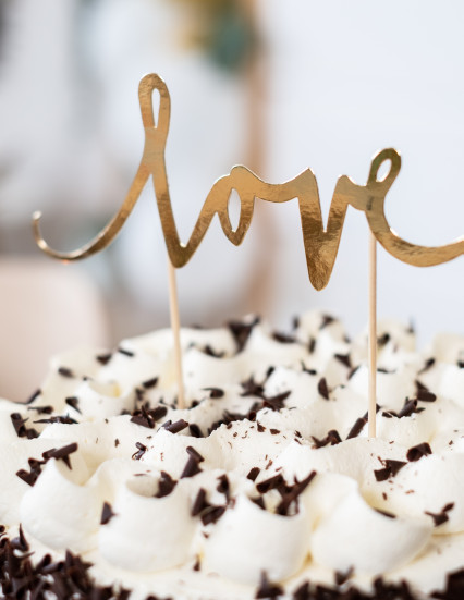 Taartdecoratie Love goudkleurig 16;5 x 23 cm 4