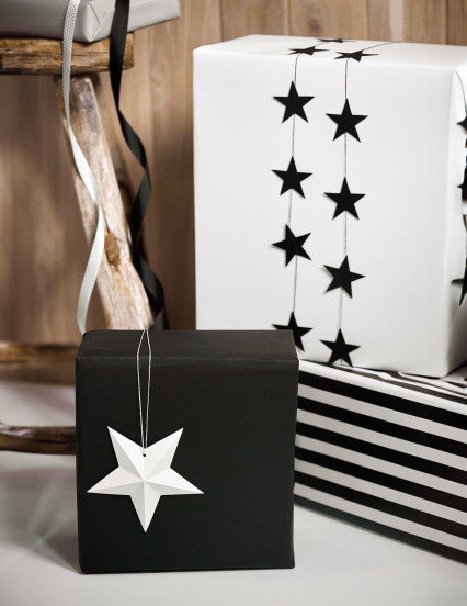 6 Hangdecoraties 3D kerststerren wit 5