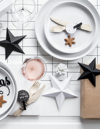 6 Hangdecoraties 3D kerststerren wit 9