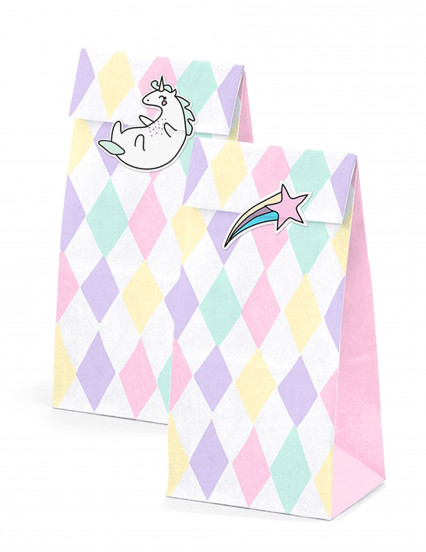 6 Cadeauzakjes Eenoorn met stickers 8 x 18 x 6 cm 6 Cadeauzakjes Eenoorn met stickers 8 x 18 x 6 cm