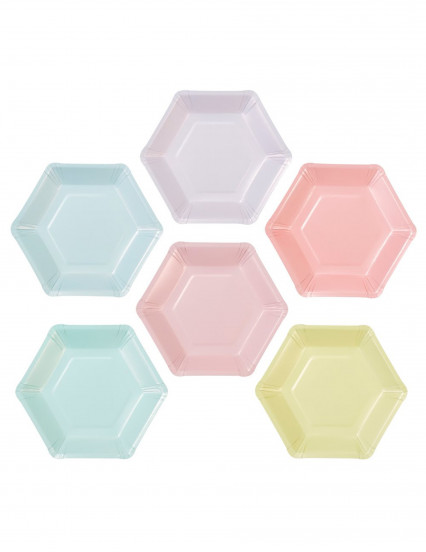 12 kleine zeshoekige kartonnen borden 6 pastelkleuren 18 cm 12 kleine zeshoekige kartonnen borden 6 pastelkleuren 18 cm