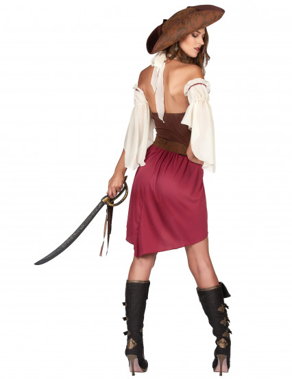 Sexy bordeaux piratenkostuum voor dames 3