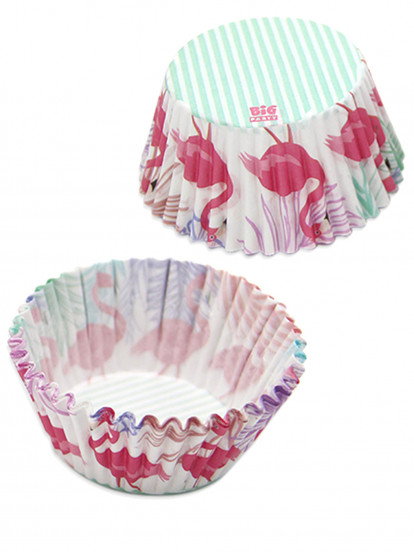 48 Papieren Cupcakevormpjes flamingo party 5 x 3 cm 48 Papieren Cupcakevormpjes flamingo party 5 x 3 cm