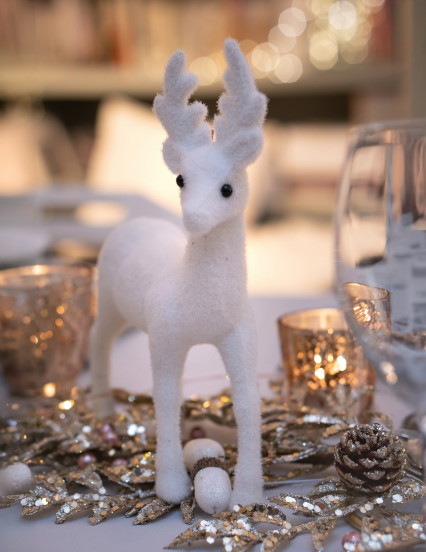 Witte rendierdecoratie 13 cm 2