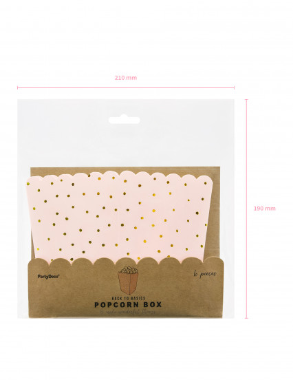 6 popcorndozen lichtroze en goude stippen 2