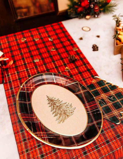 4 kersttartan trays 31,5 x 26 cm 6