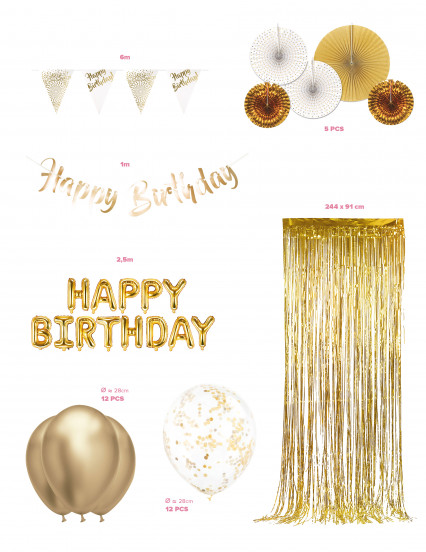 Gouden verjaardagskamerdecoratieset 2
